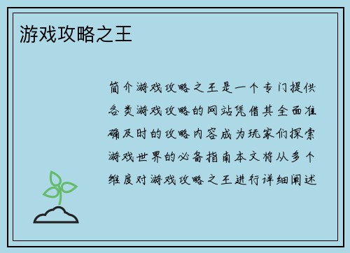 游戏攻略之王